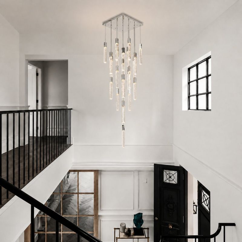 Flushed Frame Chandelier with Hanging Clear Bubble Block Crystals by Bethel - view 30