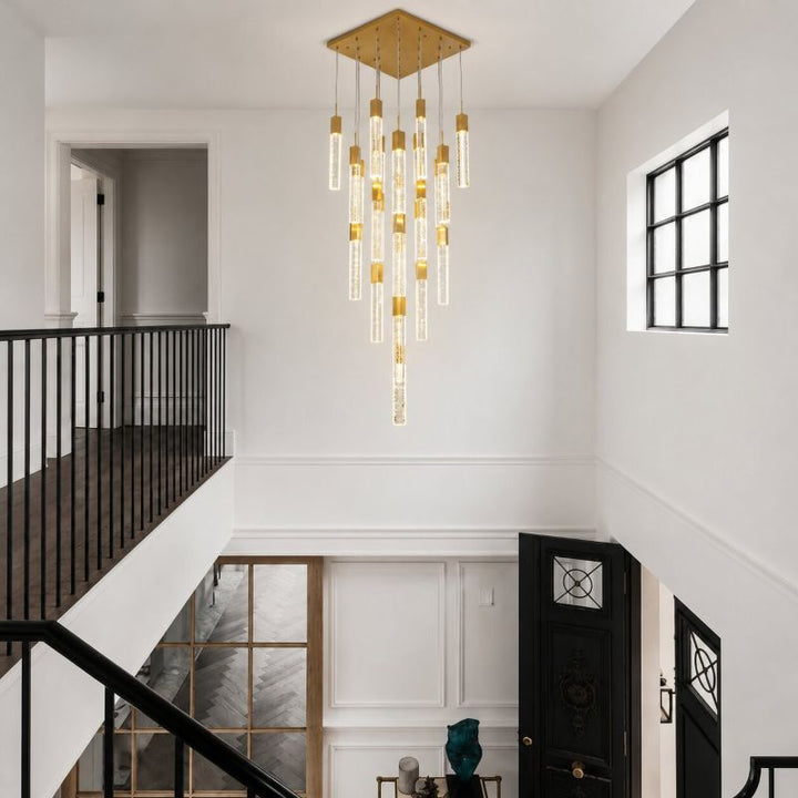 Flushed Frame Chandelier with Hanging Clear Bubble Block Crystals by Bethel - view 37