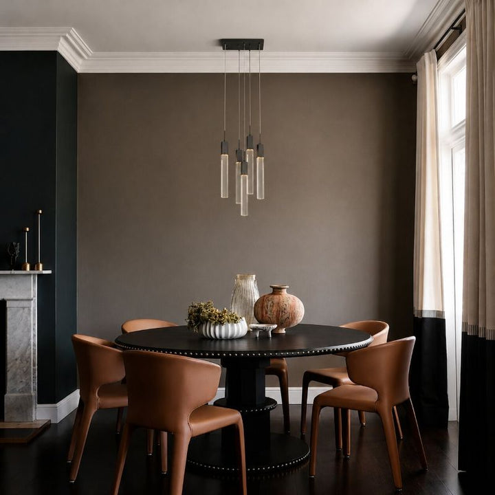 Flushed Frame Chandelier with Hanging Clear Block Crystal Pendants by Bethel - view 11
