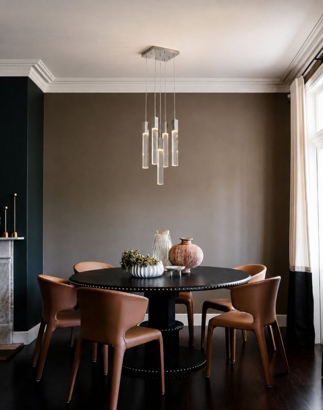 Flushed Frame Chandelier with Hanging Clear Block Crystal Pendants by Bethel - view 6