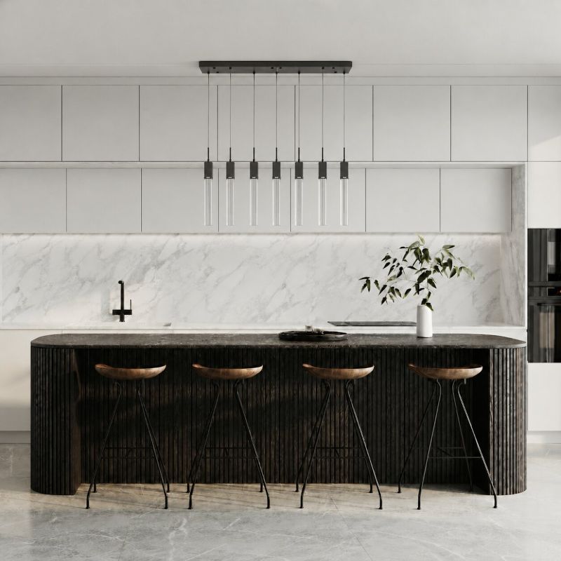 Black Gun Metal Flushed Frame with Hanging Clear Block Crystal Pendants by Bethel - view 6