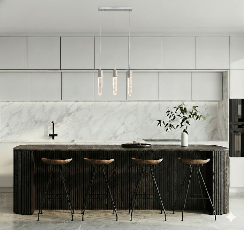 Frame Island Light with Clear Hanging Bubble Crystal Pendants by Bethel - view 5