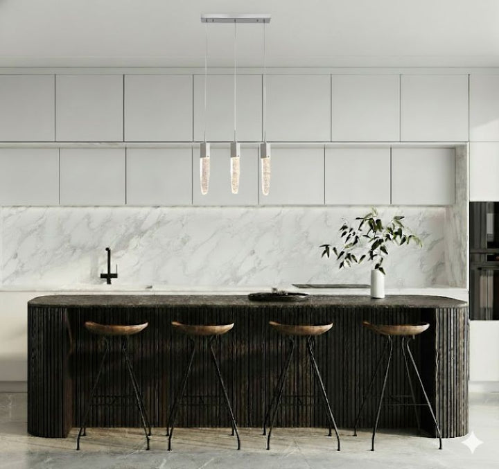 Frame Island Light with Clear Hanging Bubble Crystal Pendants by Bethel - view 5