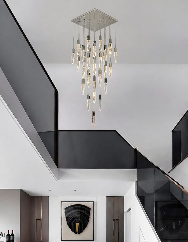 Flushed Frame Chandelier with Clear Bubble Hanging Crystal Pendants by Bethel - view 28