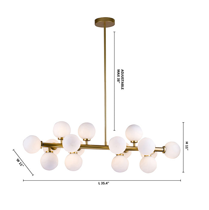 Metal Frame Chandelier with Milk Glass Shades by Bethel - view 21