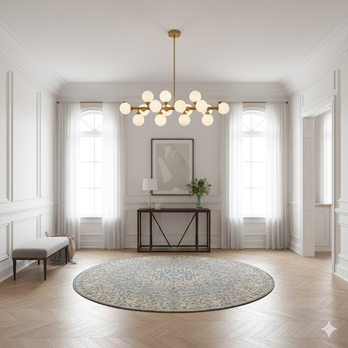 Metal Frame Chandelier with Milk Glass Shades by Bethel - view 22