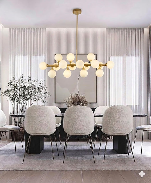 Metal Frame Chandelier with Milk Glass Shades by Bethel - view 23