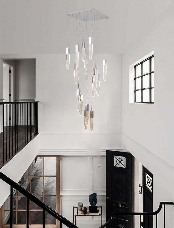Gun Metal Frame Chandelier with Hanging Bubble Iceberg Crystal Pendants by Bethel - view 15