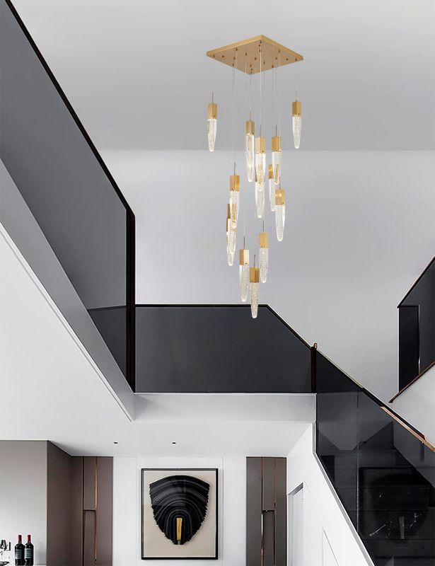 Gun Metal Frame Chandelier with Hanging Bubble Iceberg Crystal Pendants by Bethel - view 25