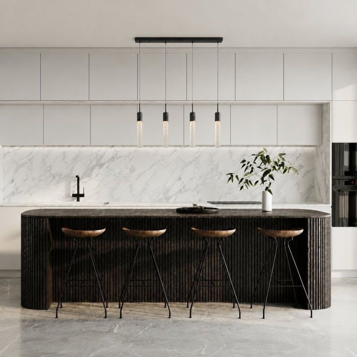 Frame Island Light with Clear Hexagon Bubble Hanging Crystal Pendants by Bethel - view 8