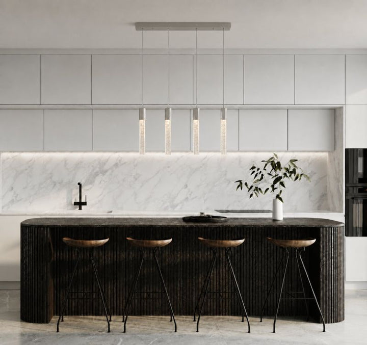 Frame Island Light with Clear Hexagon Bubble Hanging Crystal Pendants by Bethel - view 15