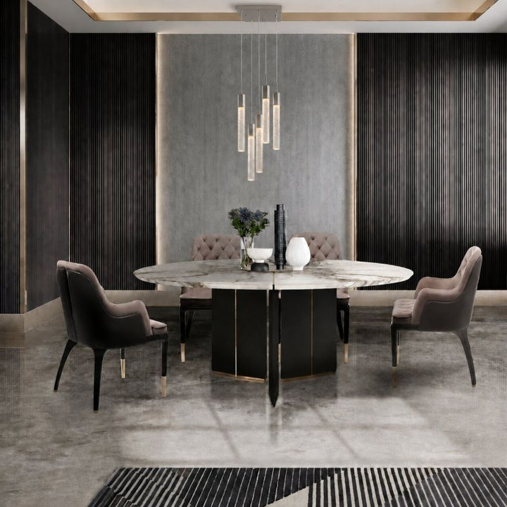 Frame Chandelier with Clear Hexagon Bubble Crystal Hanging Pendants by Bethel - view 17