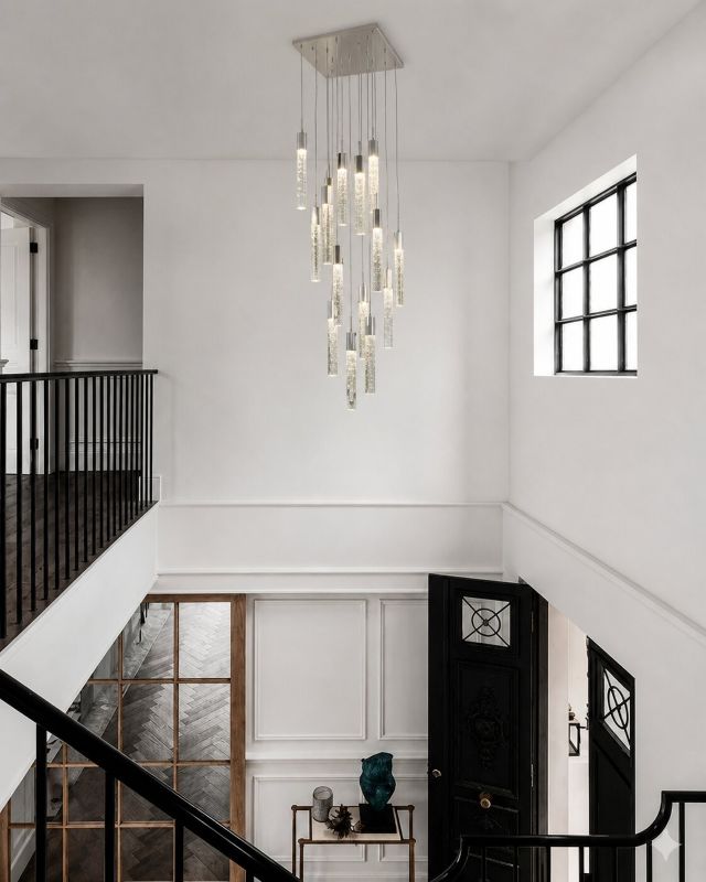 Flushed Frame Chandelier with Clear Hexagon Bubble Crystal Hanging Pendants by Bethel - view 16