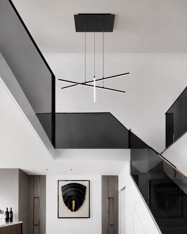 Frame LED Ceiling Fixture with Hanging Stick Pendants &amp;