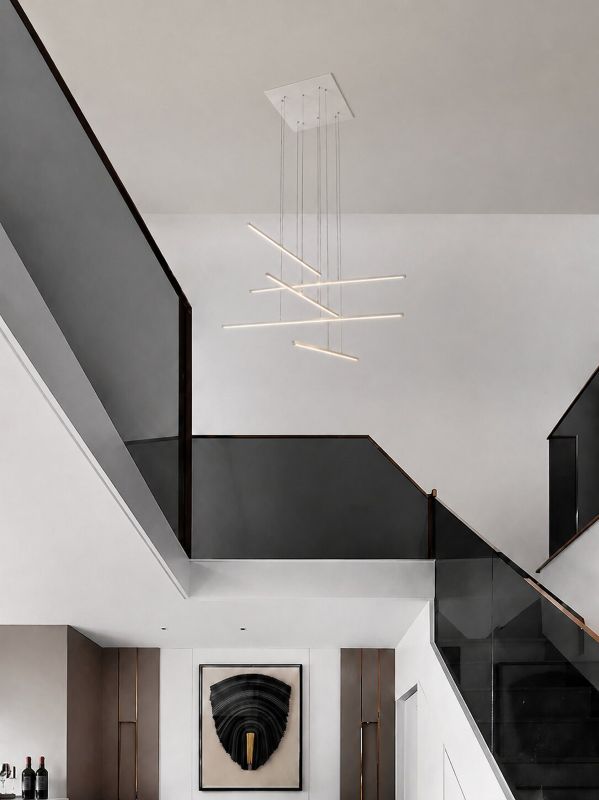 Frame LED Ceiling Fixture with Hanging Stick Pendants &amp;