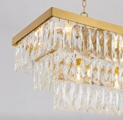 Rectangular Metal Frame Chandelier with Clear Hanging Crystals by Bethel - view 13