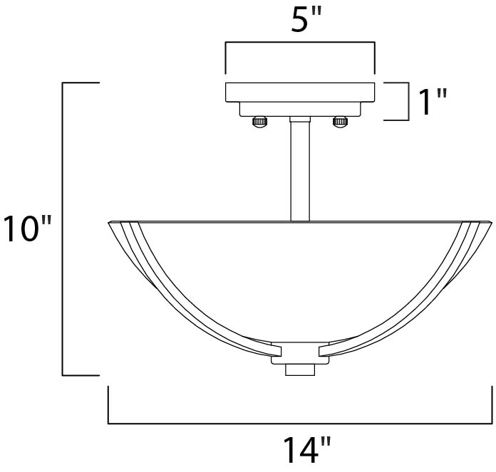 Rocco 3-Light Semi-Flush Mount dimensions diagram