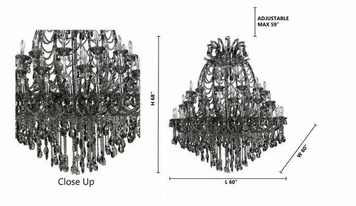 Crystal Chandelier in Smoke Crystal by Bethel