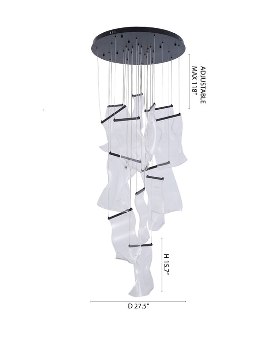 Flushed Chandelier with Acrylic Crumbled Sheet Hanging Pendants by Bethel - view 42