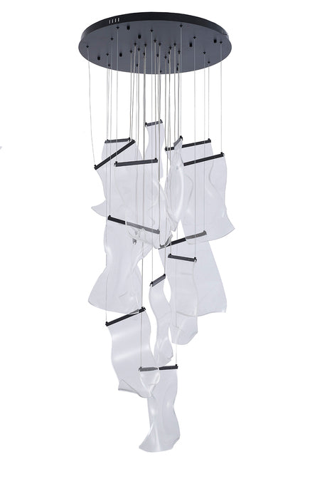 Flushed Chandelier with Acrylic Crumbled Sheet Hanging Pendants by Bethel - view 43
