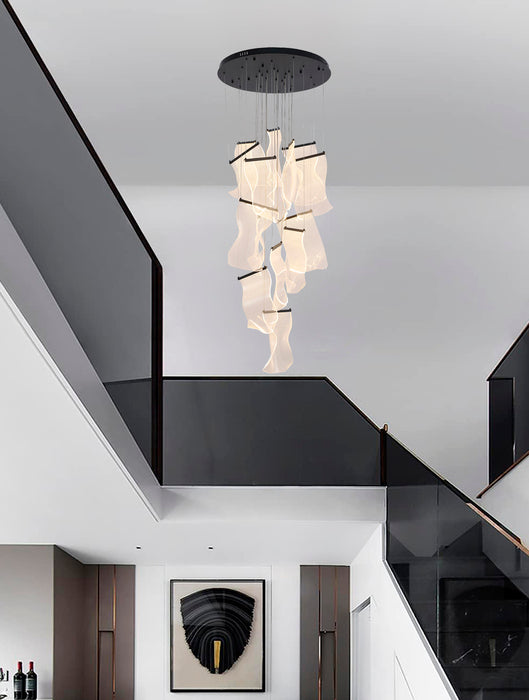 Flushed Chandelier with Acrylic Crumbled Sheet Hanging Pendants by Bethel - view 44