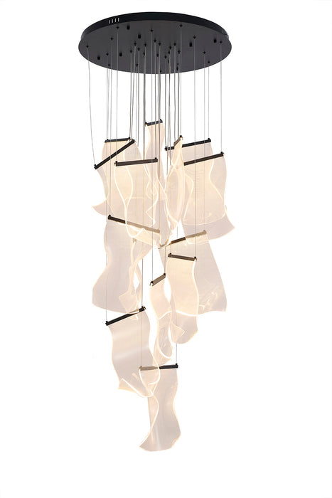 Flushed Chandelier with Acrylic Crumbled Sheet Hanging Pendants by Bethel - view 45