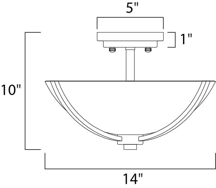 Deven 3-Light Semi-Flush Mount dimensions diagram
