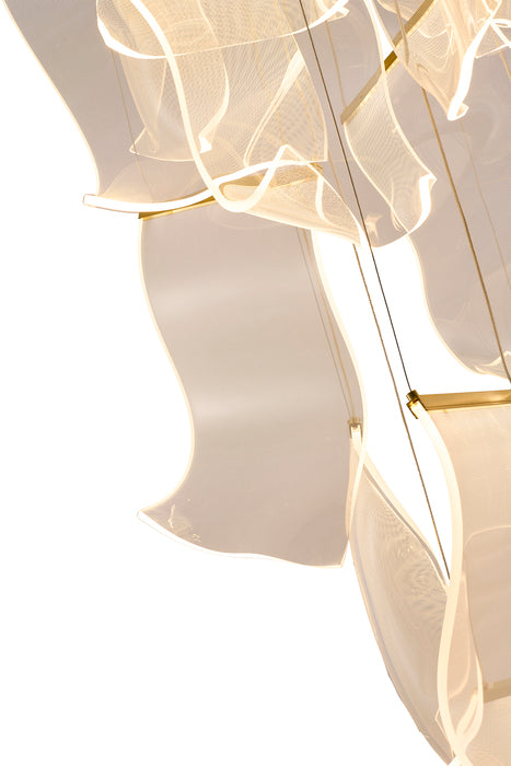 Flushed Chandelier with Acrylic Crumbled Sheet Hanging Pendants by Bethel - view 22