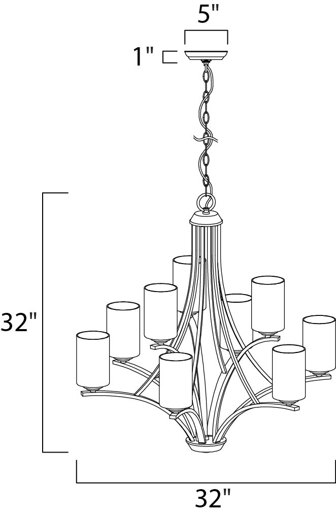 Deven Chandelier dimensions diagram