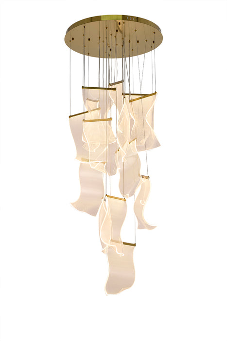 Flushed Chandelier with Acrylic Crumbled Sheet Hanging Pendants by Bethel - view 23