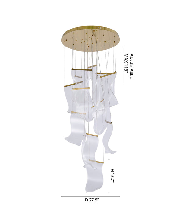 Flushed Chandelier with Acrylic Crumbled Sheet Hanging Pendants by Bethel - view 24