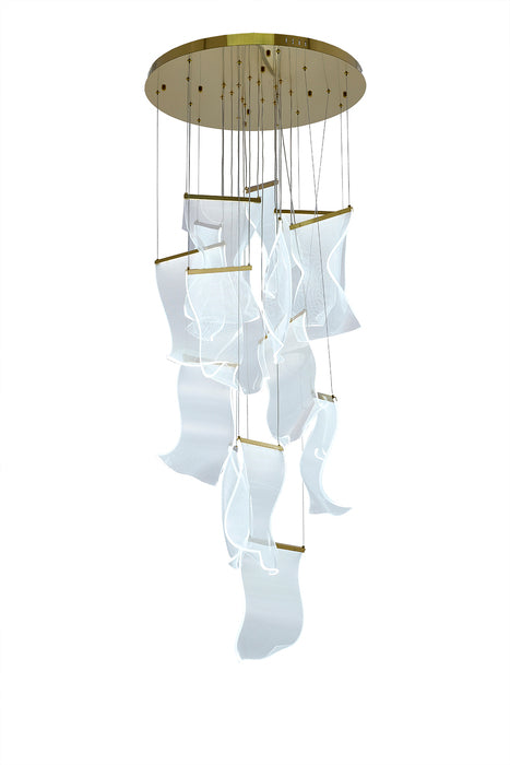 Flushed Chandelier with Acrylic Crumbled Sheet Hanging Pendants by Bethel - view 25