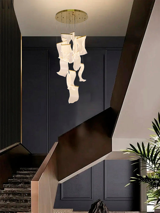 Flushed Chandelier with Acrylic Crumbled Sheet Hanging Pendants by Bethel - view 26