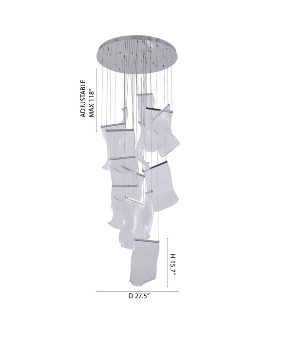 Flushed Chandelier with Acrylic Crumbled Sheet Hanging Pendants by Bethel - view 36