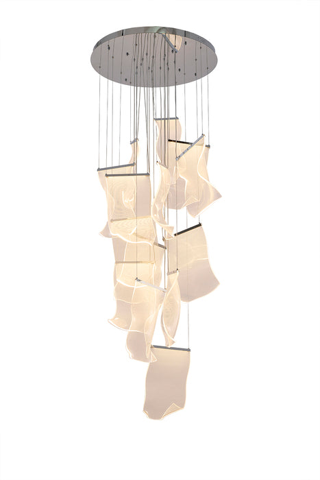 Flushed Chandelier with Acrylic Crumbled Sheet Hanging Pendants by Bethel - view 37