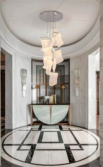 Flushed Chandelier with Acrylic Crumbled Sheet Hanging Pendants by Bethel - view 38