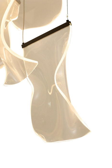 Flushed Chandelier with Acrylic Crumbled Sheet Hanging Pendants by Bethel - view 48