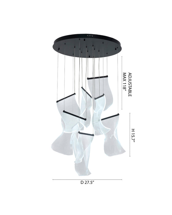 Flushed Chandelier with Acrylic Crumbled Sheet Hanging Pendants by Bethel - view 50