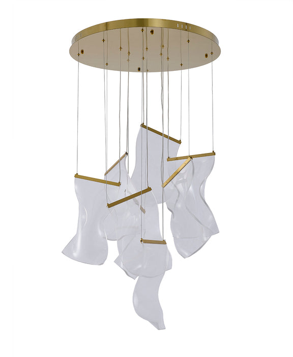 Flushed Chandelier with Acrylic Crumbled Sheet Hanging Pendants by Bethel - view 29
