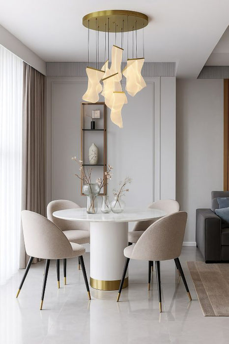 Flushed Chandelier with Acrylic Crumbled Sheet Hanging Pendants by Bethel - view 32