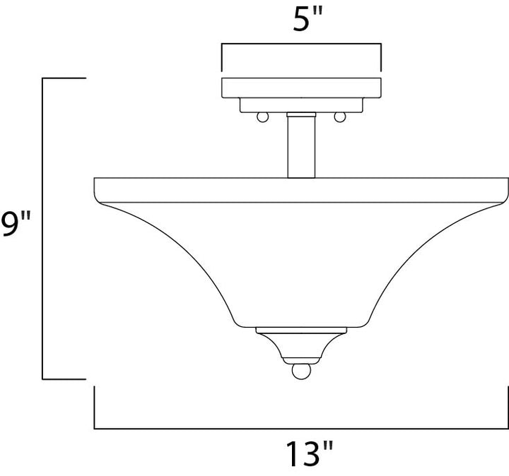 Aurora 2-Light Semi-Flush Mount dimensions diagram