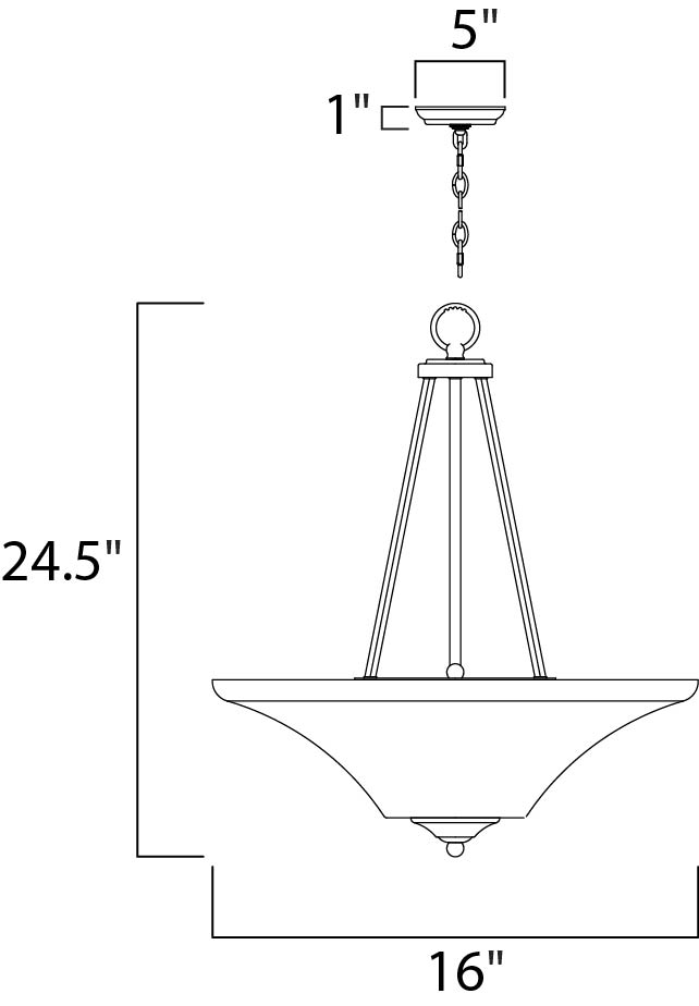 Aurora 2-Light Invert Bowl Pendant dimensions diagram