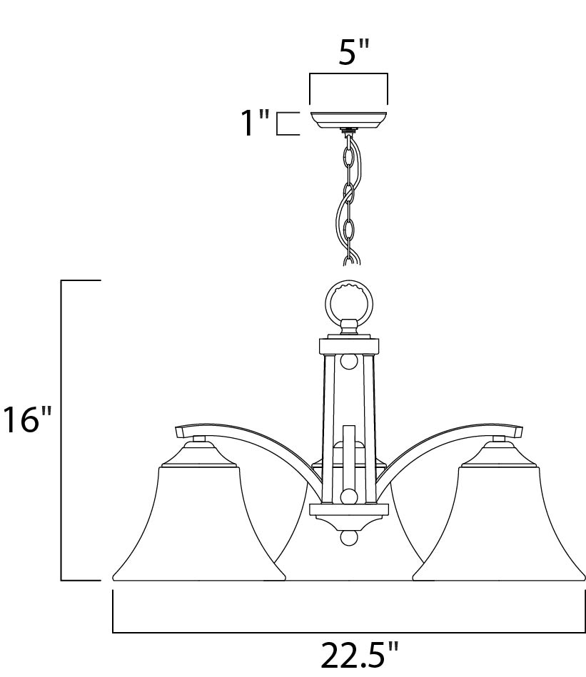 Aurora Chandelier dimensions diagram
