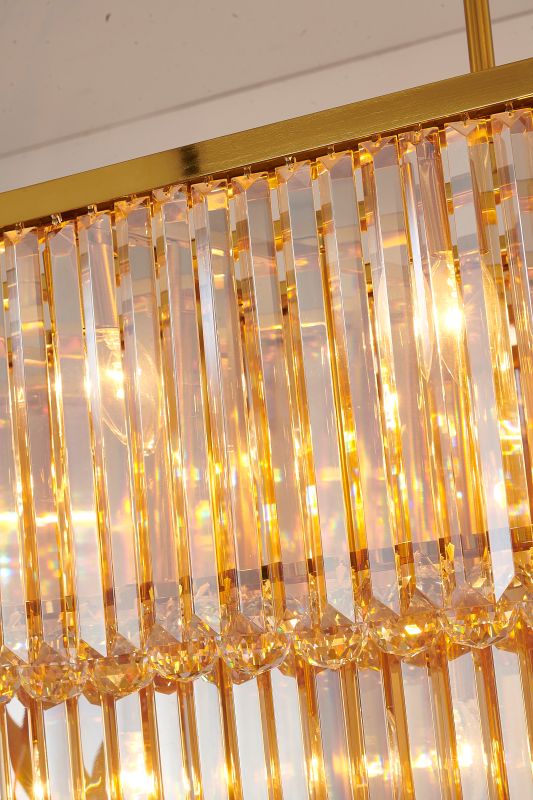 Satin Brass Frame Chandelier with Champagne Crystals &amp; Clear Crystal Hanging Balls