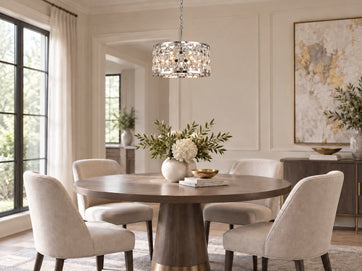 Frame Drum Chandelier with Star Clear Crystal Detailing by Bethel - view 6
