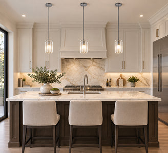 Metal Frame Pendant Light with Clear Crystal Shade by Bethel - view 7