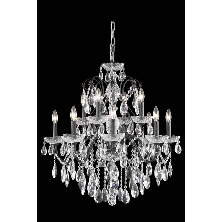 St. Francis Crystal Chandelier in Dark Bronze by Elegant