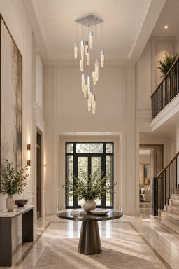 Gun Metal Frame Chandelier with Hanging Bubble Iceberg Crystal Pendants by Bethel - view 16