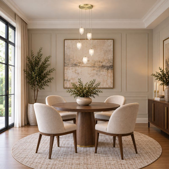 Round Frame Chandelier with Hanging Glass Pendants by Bethel - view 9