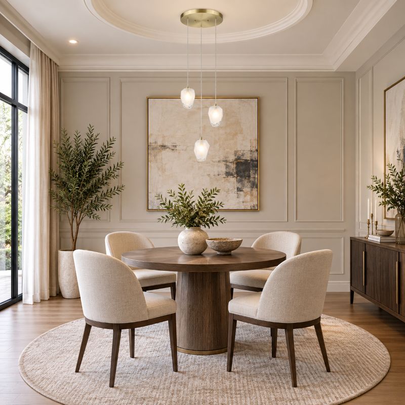 Round Frame Chandelier with Glass Hanging Pendants by Bethel - view 10